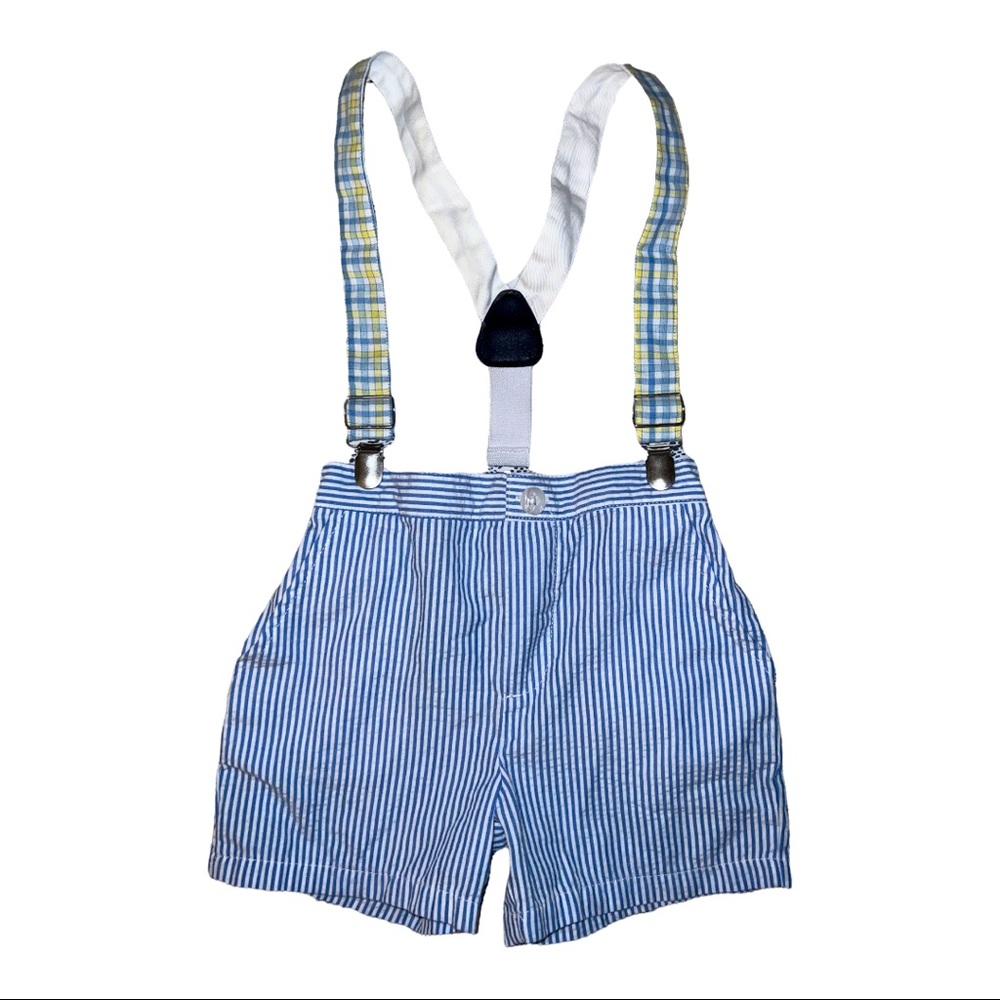 Crown & Ivy baby striped shorts with suspenders